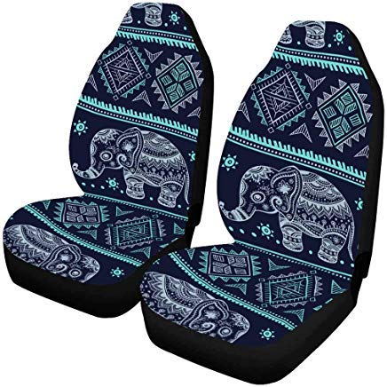 INTERESTPRINT Ethnic Vintage Elephant Front Seat Covers 2 pc