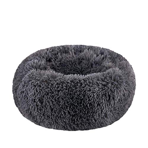 Vegan Fur Donut Cat Bed - Full Velvet Elastic Pet Nest Comfortable Plush