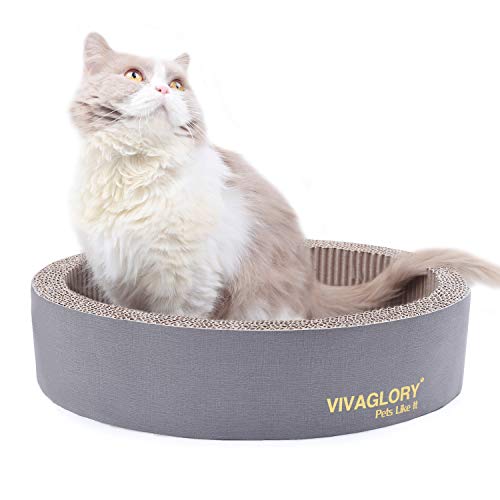 VIVAGLORY Oval Cat Scratcher Cardboard, Durable Cat Scratch Lounger