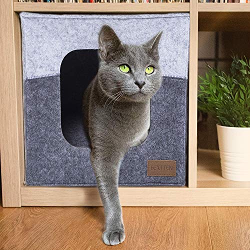 Fextten Thick Felt Cat Cube Cave for IKEA Shelf - Easy Travel Cat Cube Bed