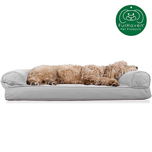 Furhaven Pet Dog Bed | Orthopedic Quilted Traditional Sofa-Style