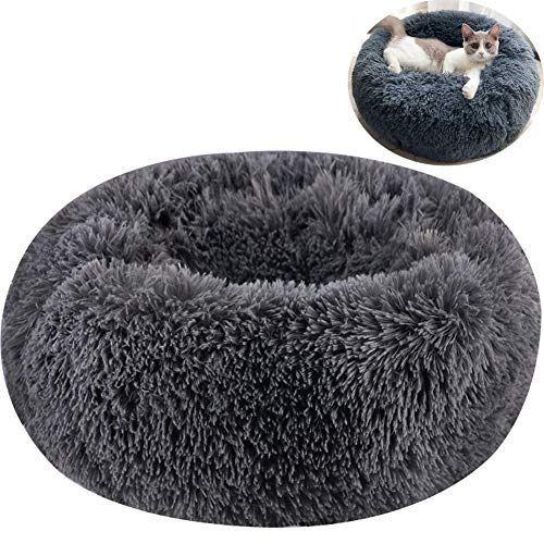 TINTON LIFE Luxury Faux Fur Pet Bed for Cats Small Dogs Round Donut