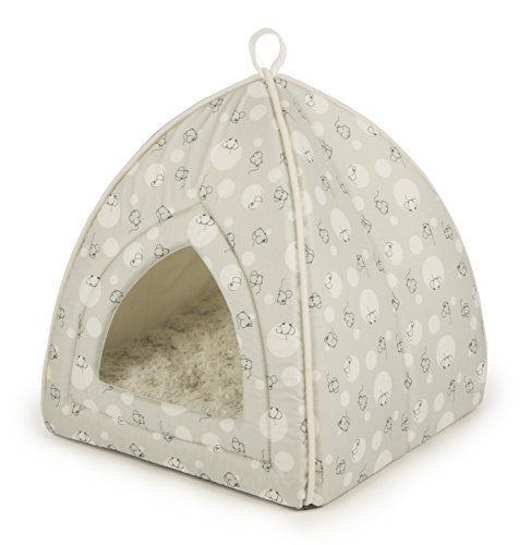 Sterling Secluded Cat Tent Bed, Plush with Mischievous Mouse Fabric