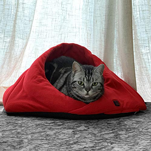 Naconic Electric Heated Cat Bed Cave House Washable Pet Soft