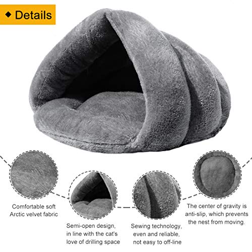 Soft Fleece Self-Warming Cat Bed Warm Sleeping Bed for Cats Winter Pets ...