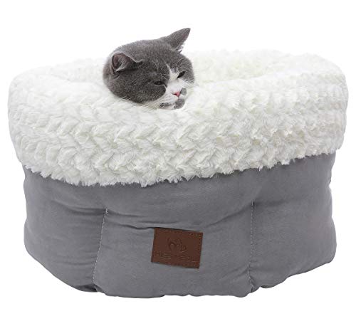 Miss Meow Round Self-Warming Deep Sleep Faux Suede Cat Dog Pet