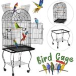 SUPER DEAL 53''/59.3''/63.5'' Rolling Bird Cage Large Wrought Iron Cage