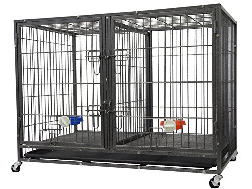 Go Pet Club 44" Heavy Duty Stackable Cat/Dog Crate with Divider and Water