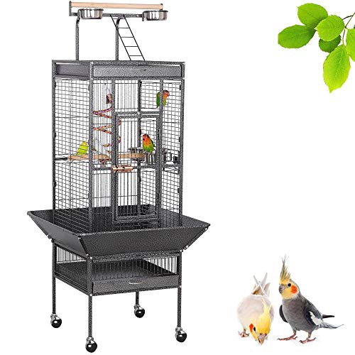 Yaheetech 61-Inch Wrought Iron Rolling Large Bird Cage