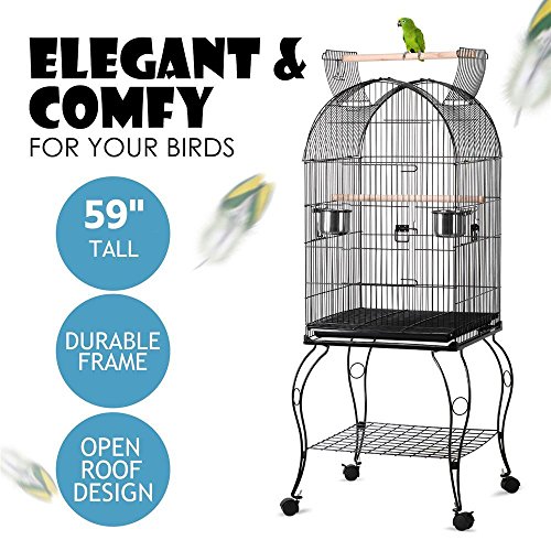Topeakmart Medium Open Top Parrot Bird Cage for Cockatiels Conures Green