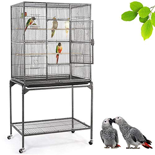 Yaheetech 63-inch Wrought Iron Rolling Large Parrot Bird Cage for African Grey