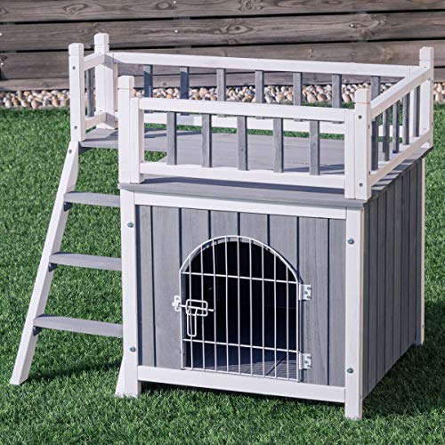 Tangkula Pet Dog House, Wooden Outdoor & Indoor Dog/Cat Puppy House Room
