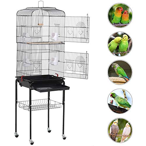 Topeakmart Large Parakeet Small Parrot Bird Cage with Stand for Budgies Finches