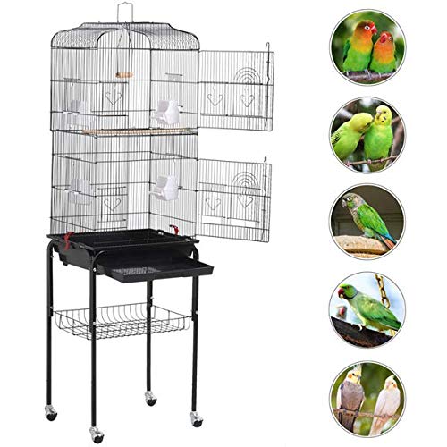 Topeakmart Medium Flight Bird Cage with Stand for Parakeets