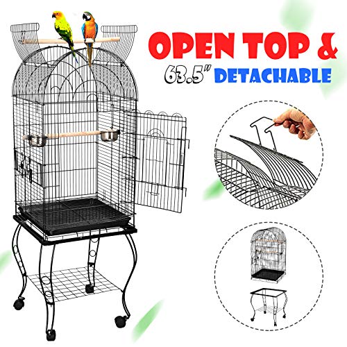 ZENY 63.5'' Large Bird Cage Dome Open Top Parrot Cockatiel Sun Parakeet