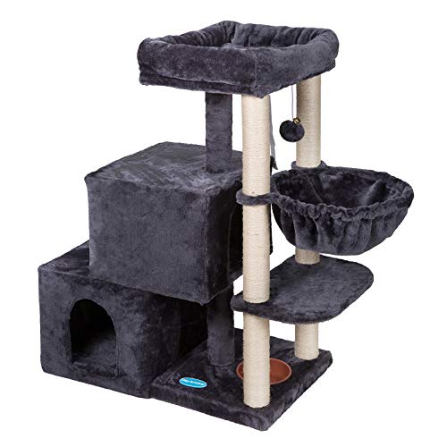 Hey-bro Cat Tree with 2 Luxury Condo, Cat Tower with Cozy Baskets