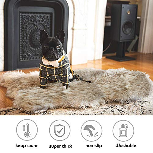 Faux Fur Pet Bed Mat, Thick Luxury Fur Throw Rug, Dog Cat Bed, Off White Fur