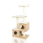 LAZY BUDDY Cat Tree, 54" Wooden Modern Cat Tower, 4 Levels for Cat's Activity