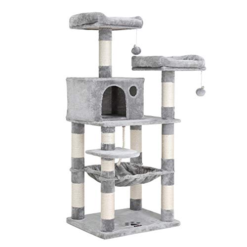 FEANDREA 56 inches Multi-Level Cat Tree with Hammock, Cat Tower for Large Cats
