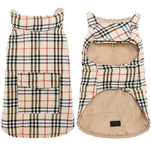 RINGLOOSE Dog Winter Coat Reversible - Warm Jacket Plaid Vest for Dogs Puppy