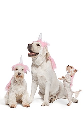 Pink Unicorn Costume For Dogs Pups Mane & Horn Headdress Wig Pet Dress