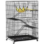 Yaheetech 4-Tier Rolling Large Metal Wire Pet Cat Kitten Cage Crate Playpen