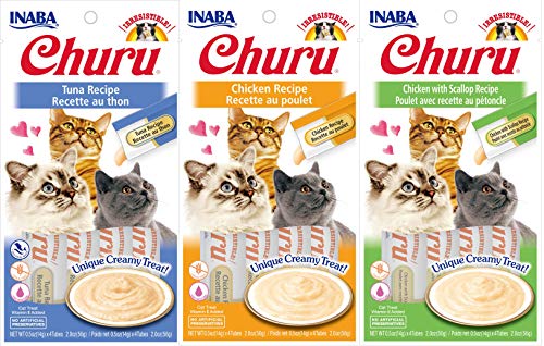 INABA Churu Lickable Creamy Purée Cat Treats 3 Flavor Variety Pack