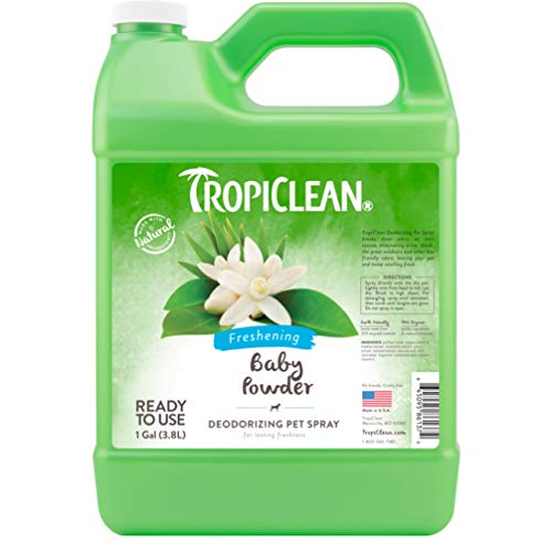 TropiClean Baby Powder Deodorizing Spray for Pets, 1 gal - Made in USA