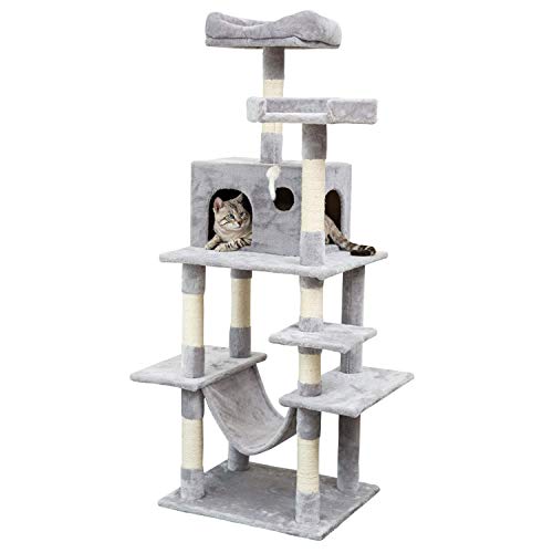 ALI VIRGO 63.8"Multi-Level Cat Tree with Sisal-Covered Slope, Scratching Posts