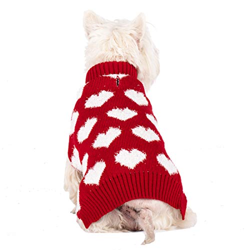kyeese Dog Sweater Valentines Day with Leash Hole Turtleneck Dogs Sweaters
