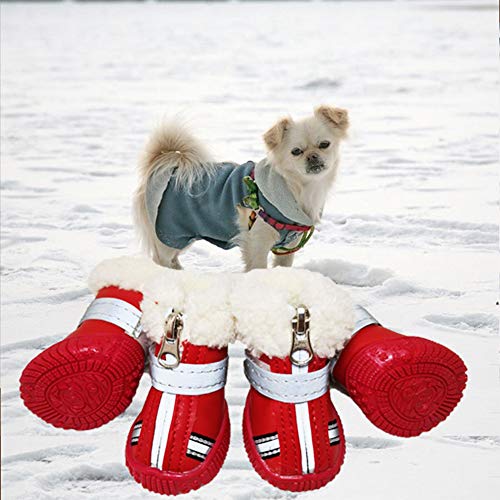 Pet Snow Boots Dog Shoes，Winter Warm Skidproof Sneakers