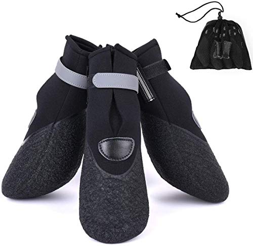BESUNTEK Dog Boots,Waterproof Rugged Pet Dog Booties All Weather Puppy Shoes
