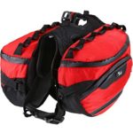 Pettom Dog Backpack Saddle Bag Adjustable Pack Reflective Rucksack Carrier for Traveling Walking Camping Hiking (L, Red)