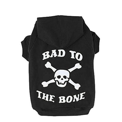EXPAWLORER Black XL Bad to The Bone Printed Skull Cat Fleece Sweatshirt Dog