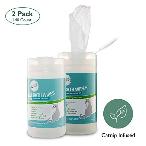 Natural Cat Bath Wipes with Catnip - All-Natural