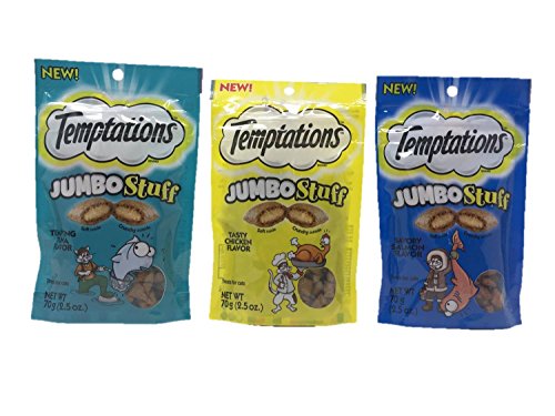 Temptations Jumbo Stuff Cat Treats Bundle Set of 3 Flavors