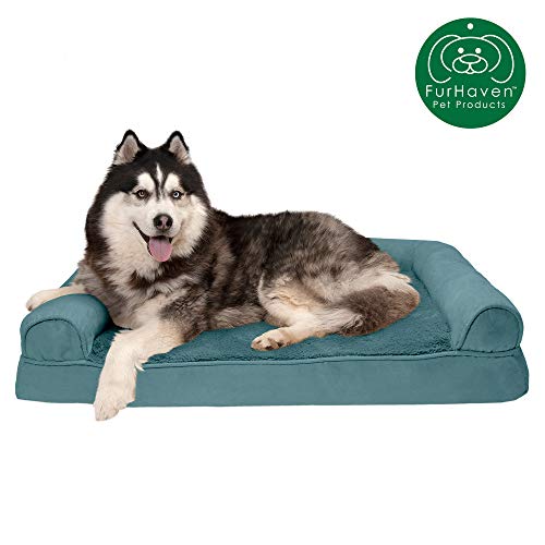 Furhaven Pet Dog Bed | Memory Foam Ultra Plush Faux Fur & Suede Traditional