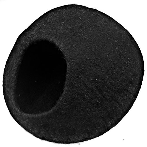 Earthtone Solutions Black Cat Cave Bed, Unique Handmade Felted Merino Wool
