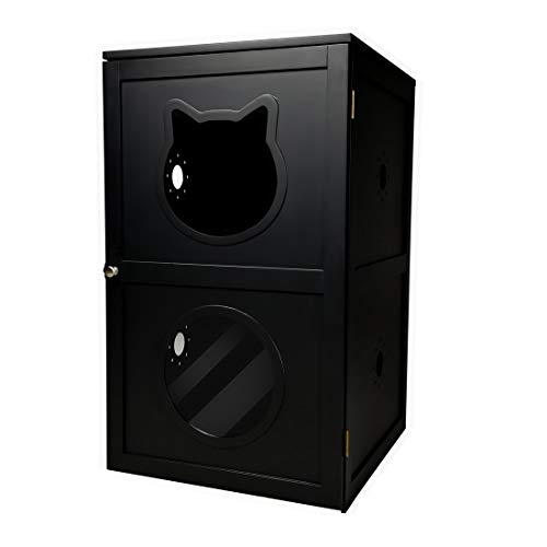 Good Life Double-Decker Indoor Pet Crate 2 Story Cat Litter Box Enclosure Furniture