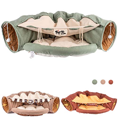 MelPet Cat Tunnel Bed, 2 in 1 Cat Tunnel with Scratching Ball