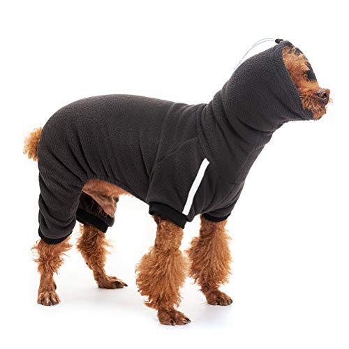 EXPAWLORER Fleece Warm Dog Hoodies Casual Long Collar Head Covering Cowl Soft Plush Sweatshirt Costume Black Medium