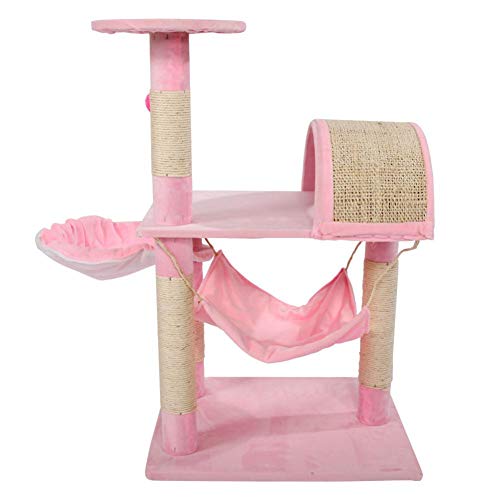 Bulary Pink Cat Tree with Sisal-Covered Scratching Posts Cat Furniture