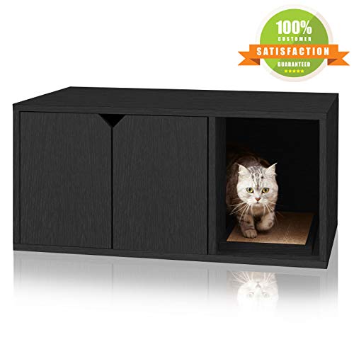 Way Basics Modern Cat Litter Box Enclosure, Black