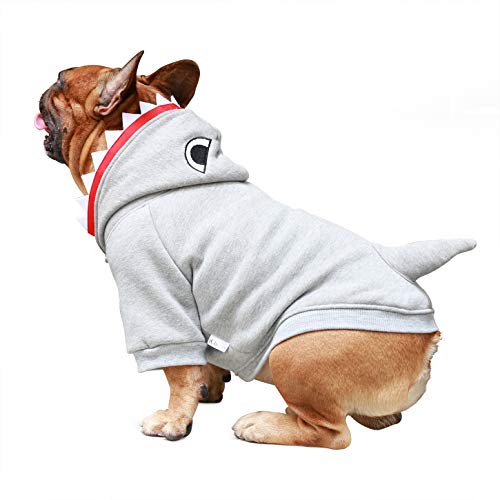 iChoue Shark Dog Costumes Hoodie Warm Coat Winter Clothes for English Bulldog
