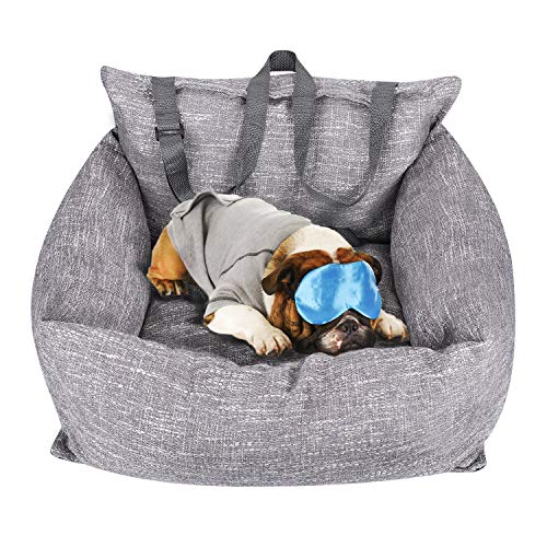 Yitesen Dog Car Seat Deluxe Travel Bed Dog Booster Car Seat Premium Quality with Clip-on Safety Leash, 2 in 1 Car Seat Cover for Pets with Nonslip, Dog Bed Lounge | Suitable for Small Pets