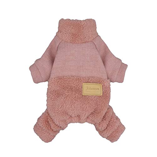 Fitwarm Turtleneck Knitted Dog Clothes Winter Outfits Pet Jumpsuits Cat Sweaters Pink Small