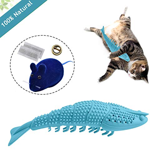 HIRALIY Catnip Toys, Interactive Cat Toy Natural Rubber Cat Toothbrush Chew Toy