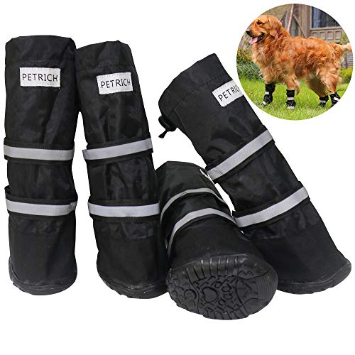 GLE2016 Dog Boots Waterproof Shoes Snow Shoes with Reflective Velcro Rugged