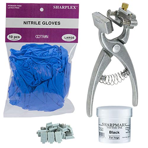 Small Animal Complete Tattooing Kit with A-Z, Nitrile gloves