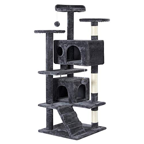 Topeakmart 51 inches Multi-Level Cat Tree Cat Condo with Scratching Posts Kittens